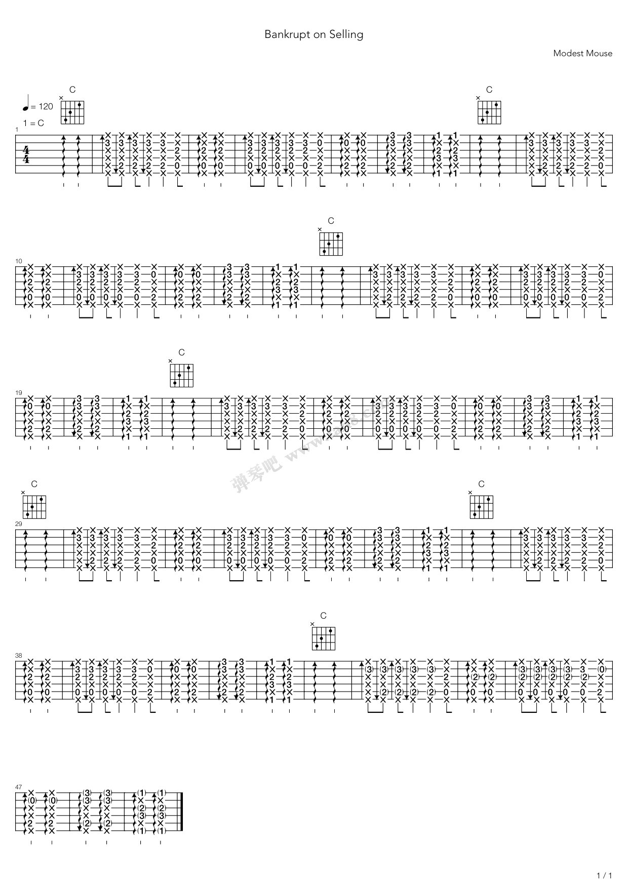 《Bankrupt On Selling》吉他谱-C大调音乐网