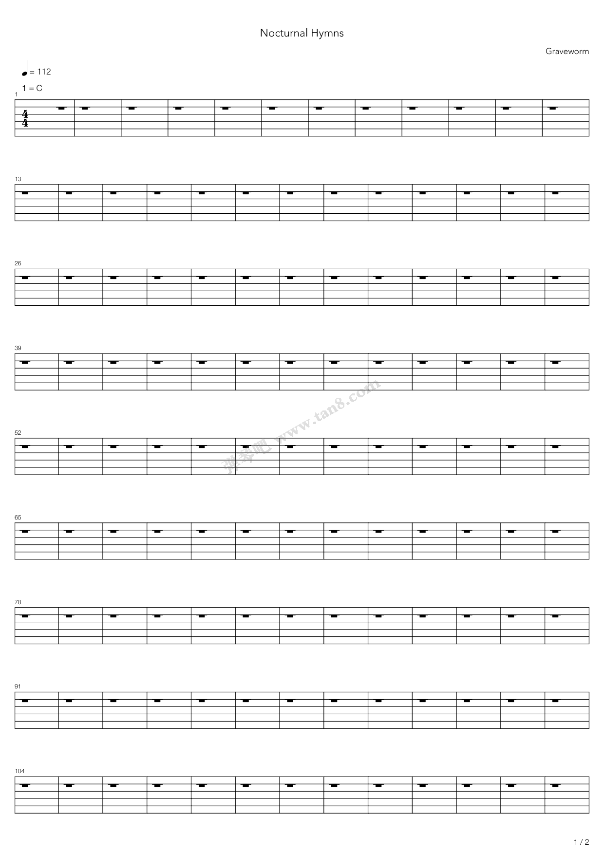 《Nocturnal Hymns》吉他谱-C大调音乐网