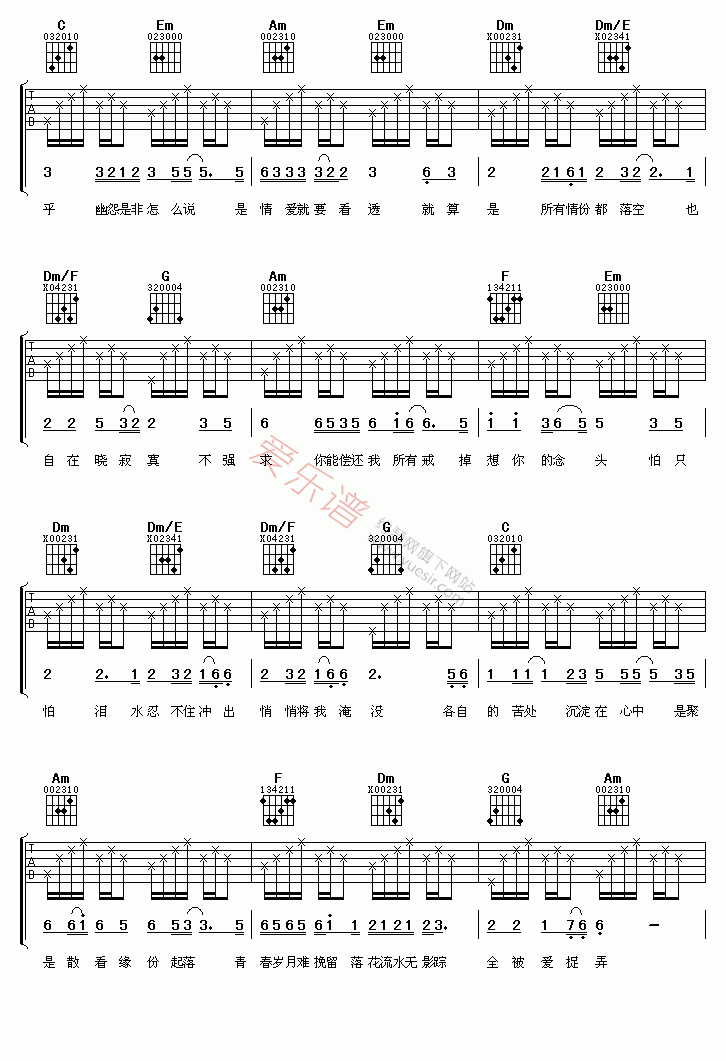 《林心如《被爱捉弄》》吉他谱-C大调音乐网