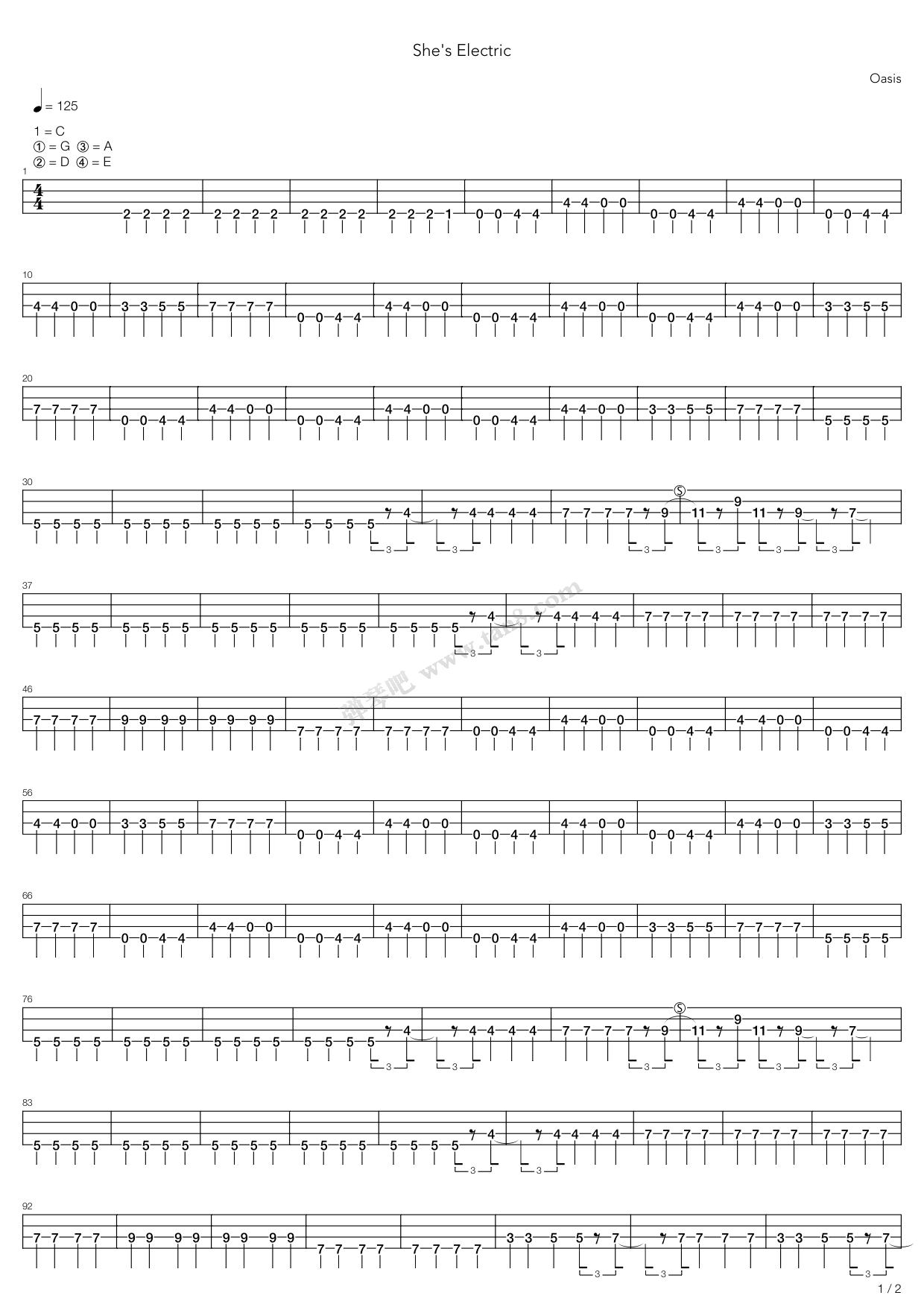 《Shes》吉他谱-C大调音乐网