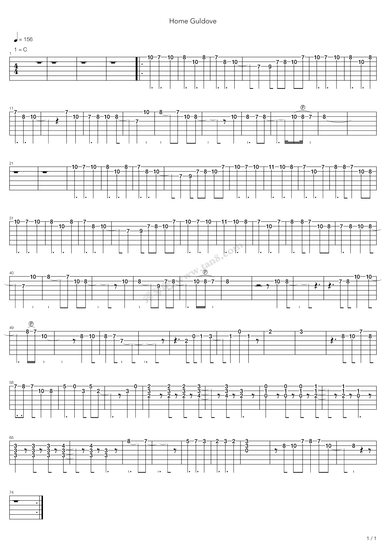 《Chrono Cross(穿越时空) - Home Guldove》吉他谱-C大调音乐网