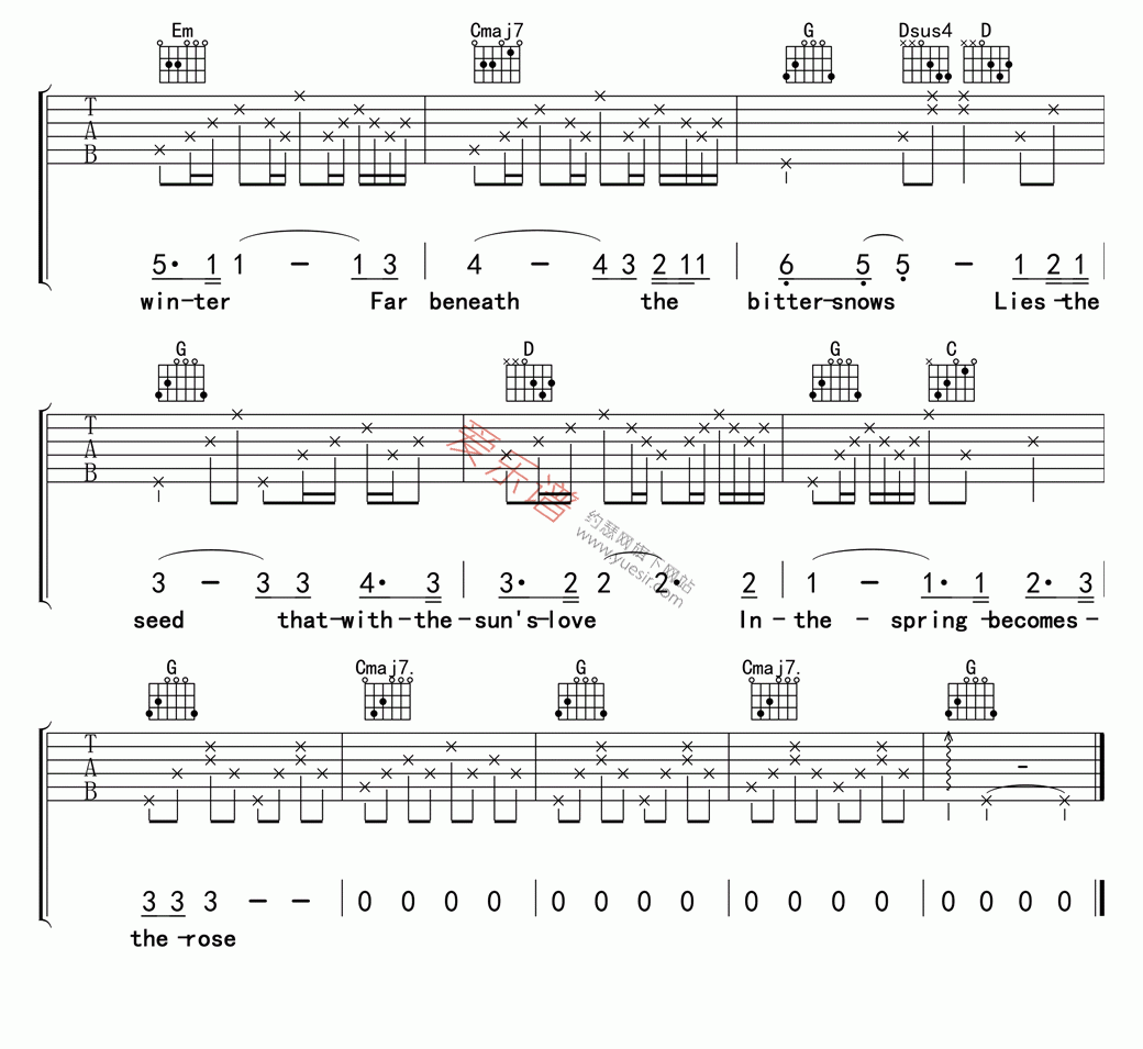 《Westlife《The rose》》吉他谱-C大调音乐网