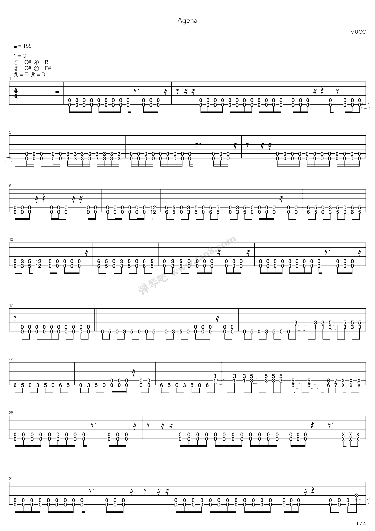 《Ageha(アゲハ)》吉他谱-C大调音乐网