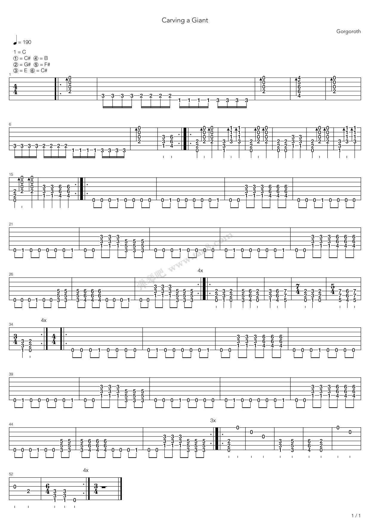《Carving A Giant》吉他谱-C大调音乐网