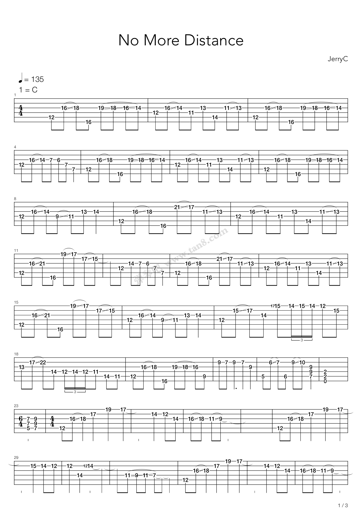 《No More Distance(firsthalf)》吉他谱-C大调音乐网