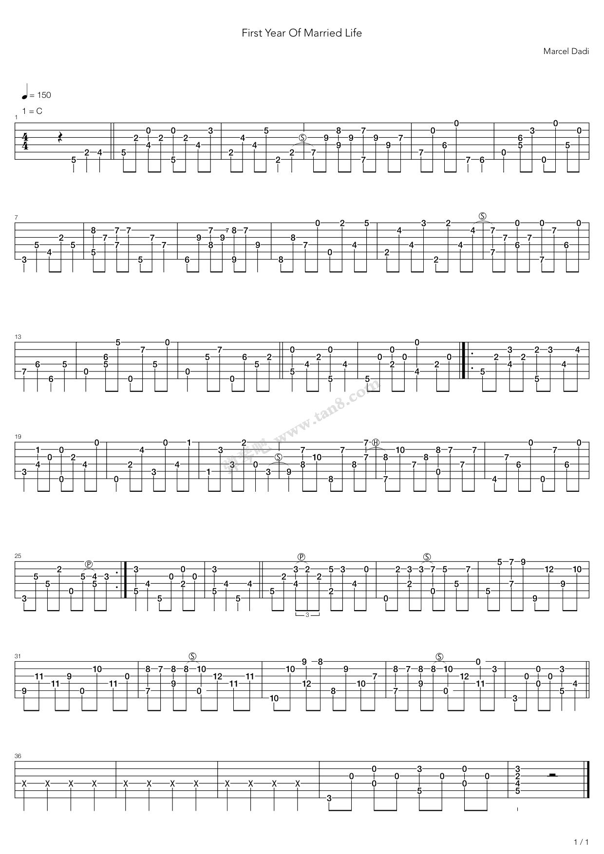 《First Year Of Married Life》吉他谱-C大调音乐网