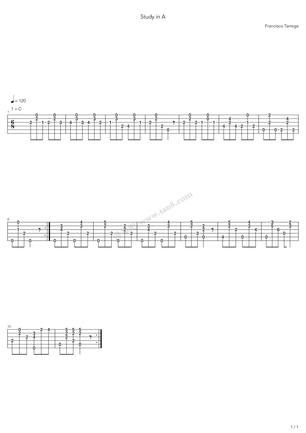 《Study》吉他谱-C大调音乐网