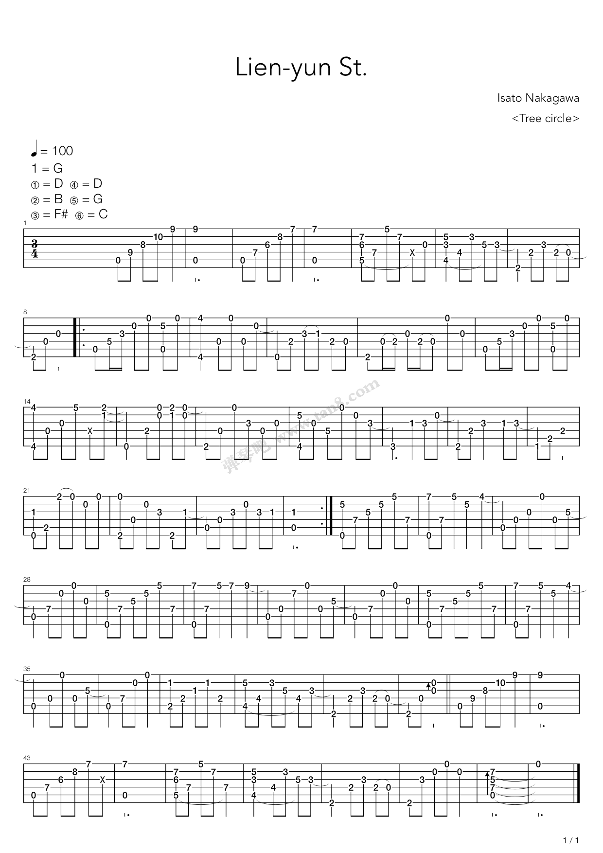 《Lien-yun St.》吉他谱-C大调音乐网