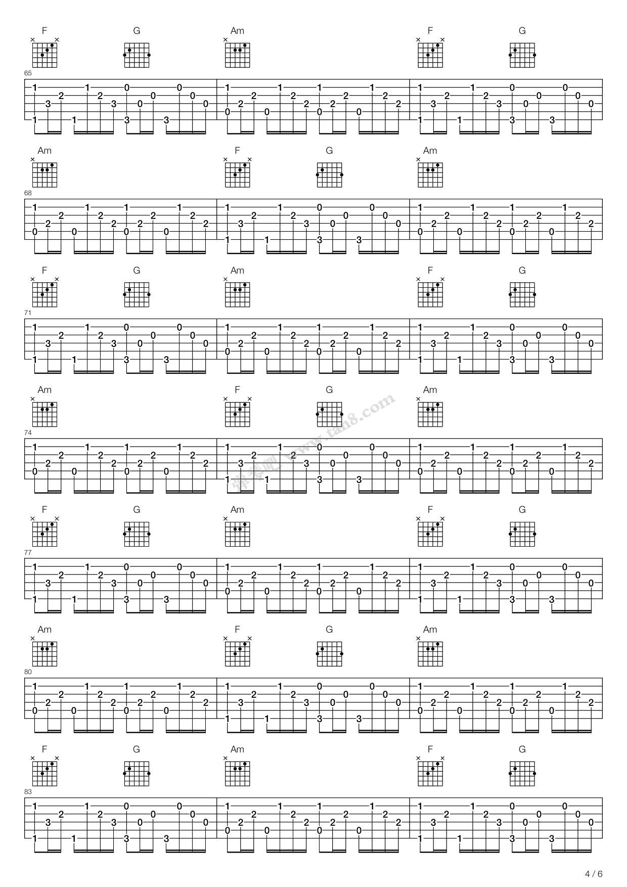 美丽新世界吉他谱-SHE-C调原版六线谱-高清图谱-曲谱热