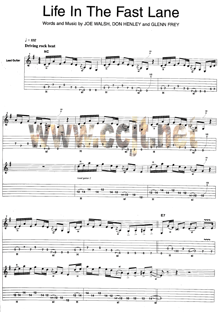 《Life In The Fast Lane - 原版扫描吉他谱》吉他谱-C大调音乐网