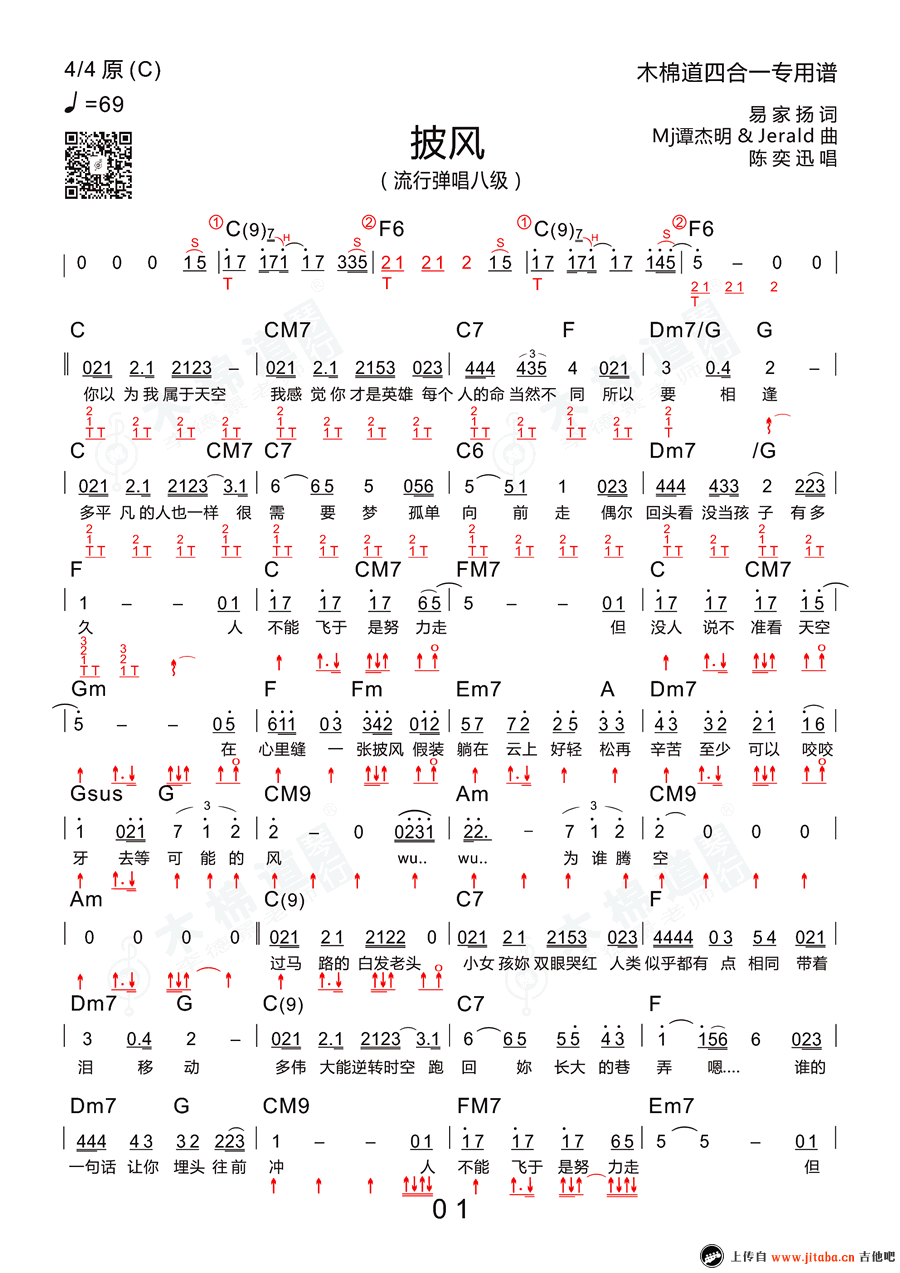 《陈奕迅《披风》吉他谱_C调六线弹唱图谱》吉他谱-C大调音乐网