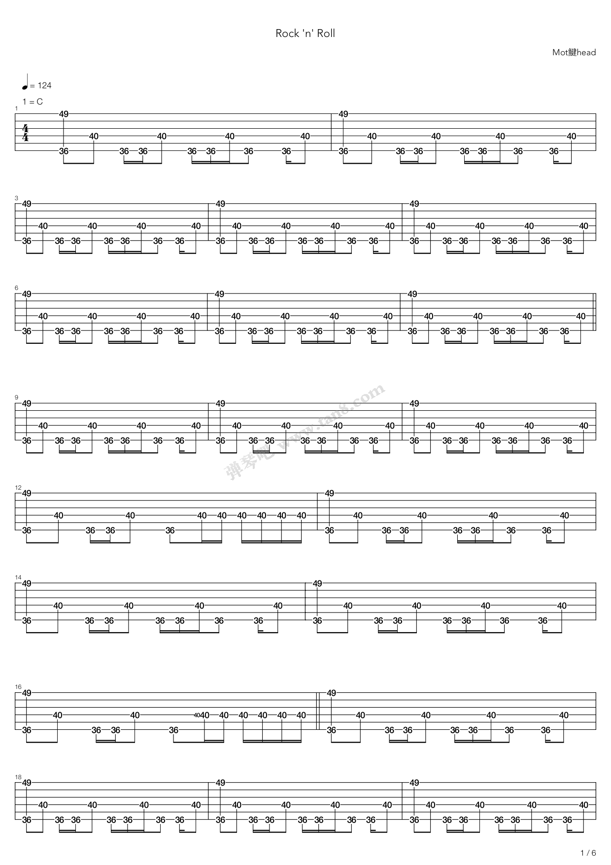 《Rock N Roll》吉他谱-C大调音乐网