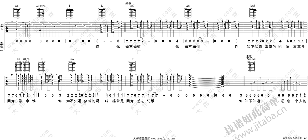 《寂寞是因为思念谁吉他谱_张磊_C调弹唱教学讲解》吉他谱-C大调音乐网