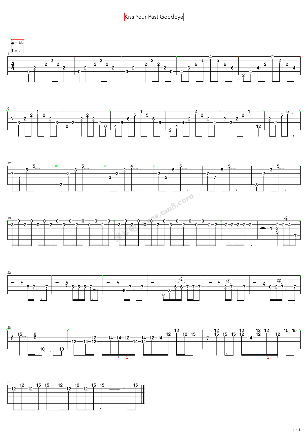 《Kiss Your Past Goodbye》吉他谱-C大调音乐网