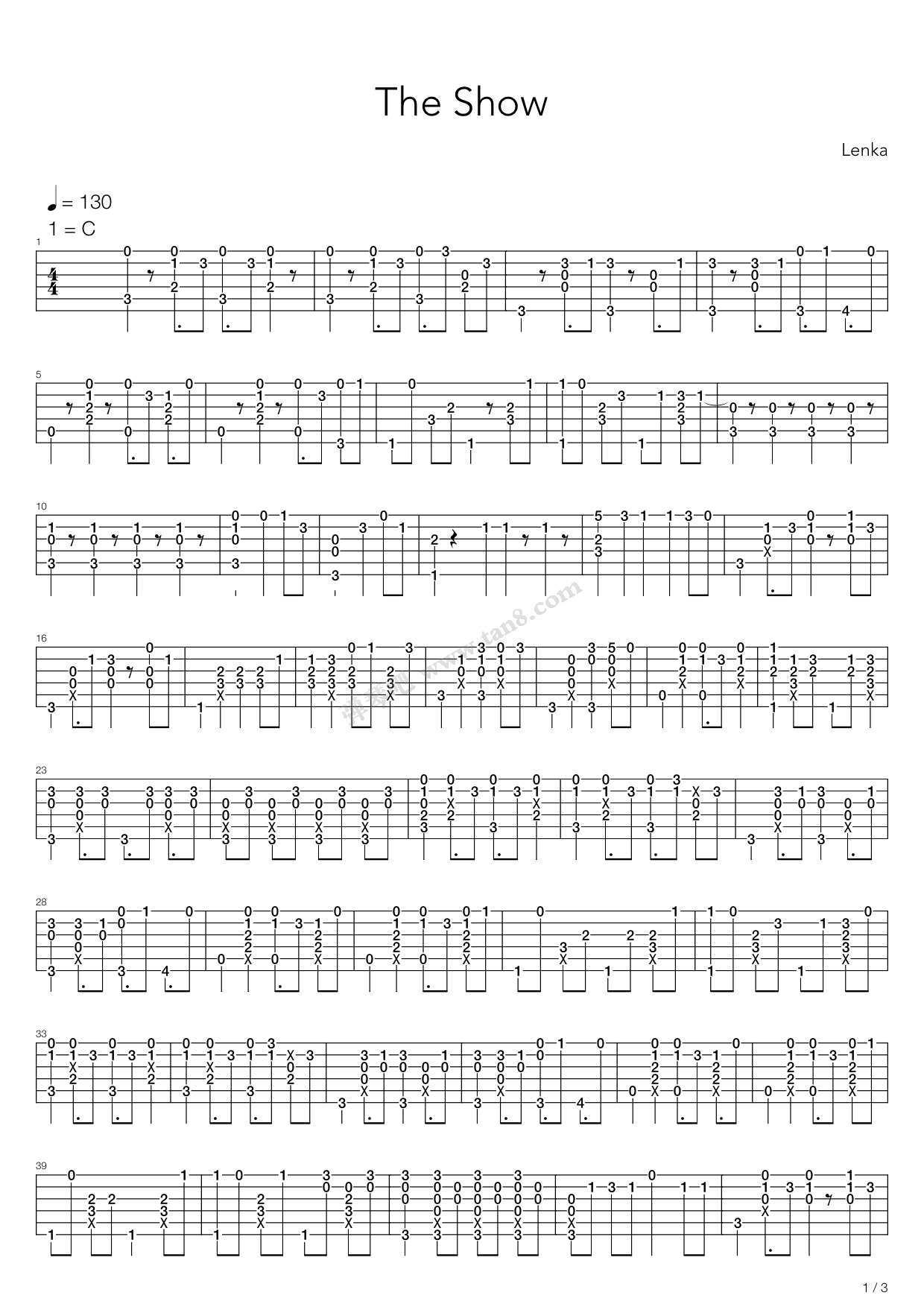 《The Show》吉他谱-C大调音乐网