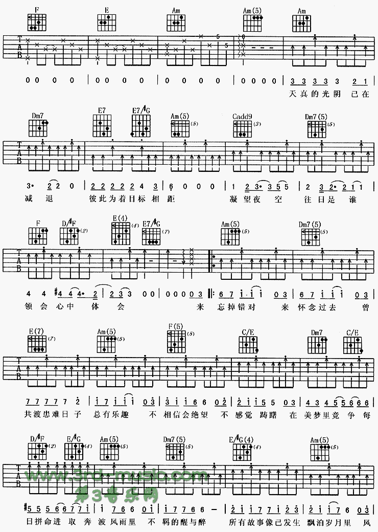 《友情岁月(《古惑仔》主题歌)》吉他谱-C大调音乐网