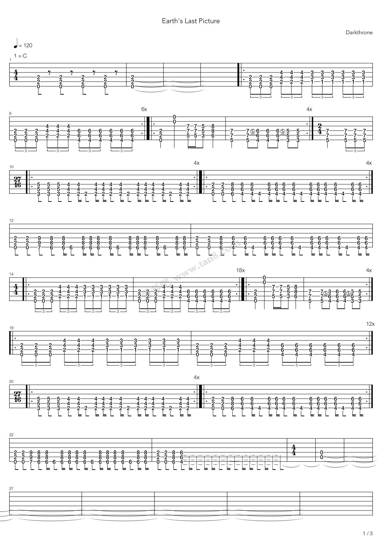 《Earths Last Picture》吉他谱-C大调音乐网