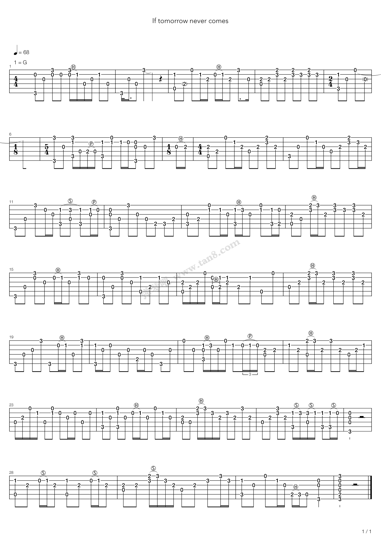 《If Tomorrow Never Comes》吉他谱-C大调音乐网