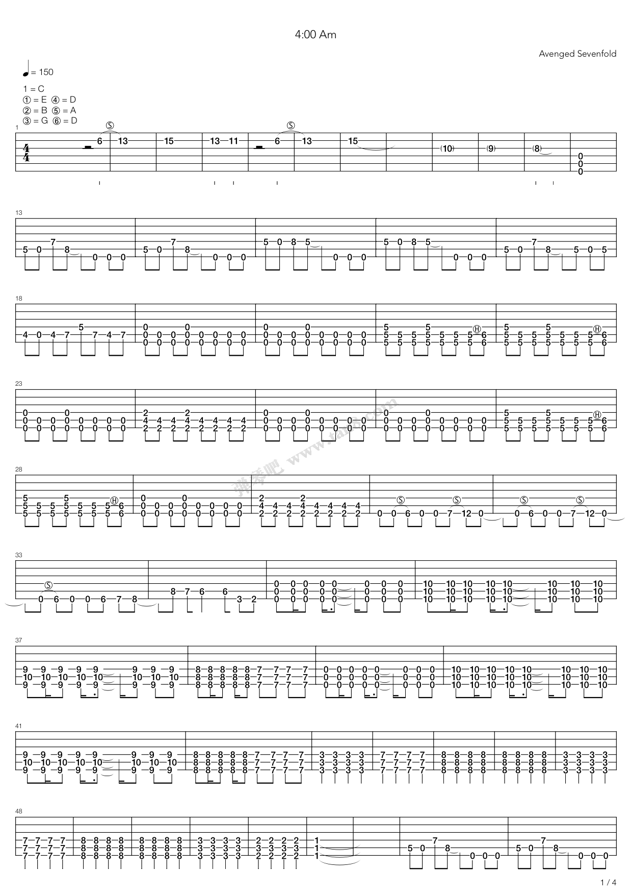 《4 00 Am》吉他谱-C大调音乐网