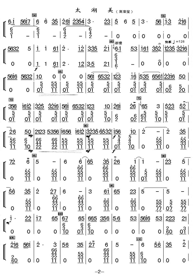 《太湖美-民乐合奏（高音笙分谱）》吉他谱-C大调音乐网