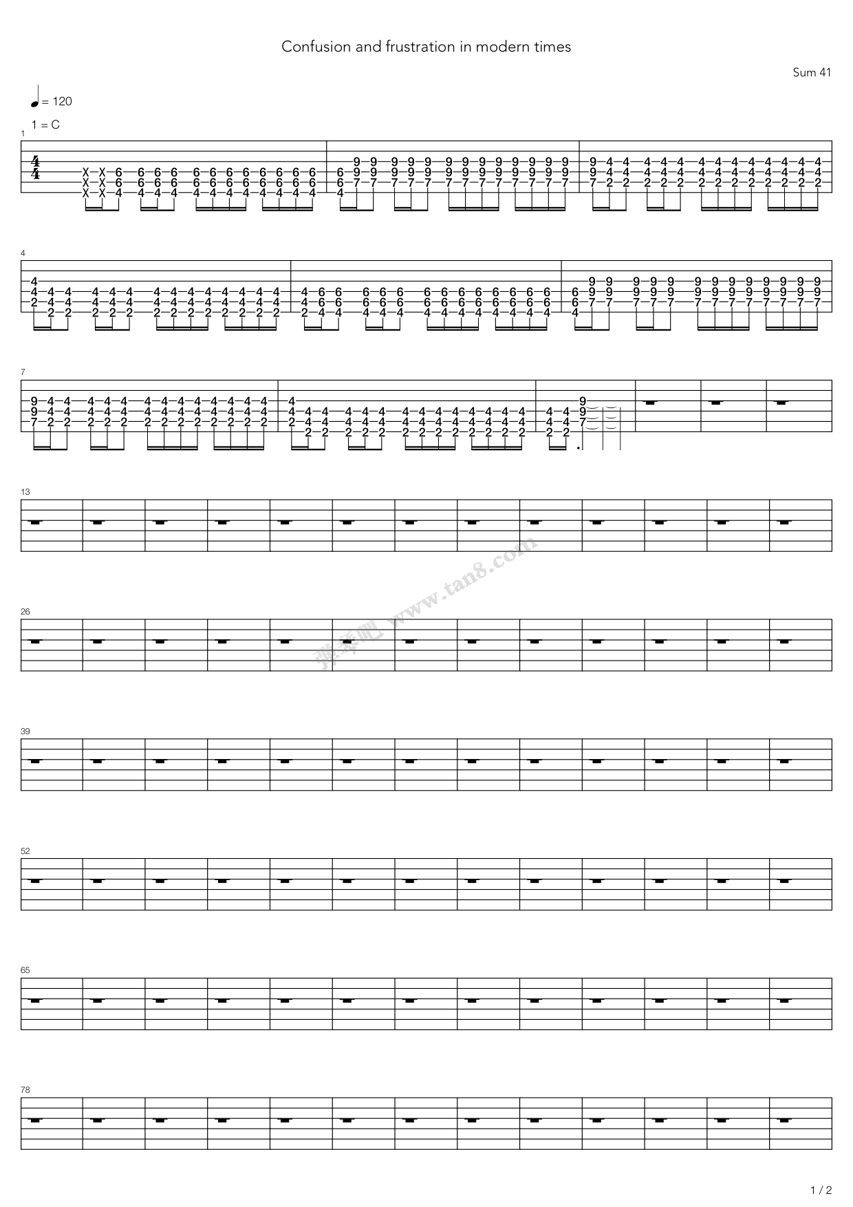 《Confusion And Frustration In Modern Times》吉他谱-C大调音乐网