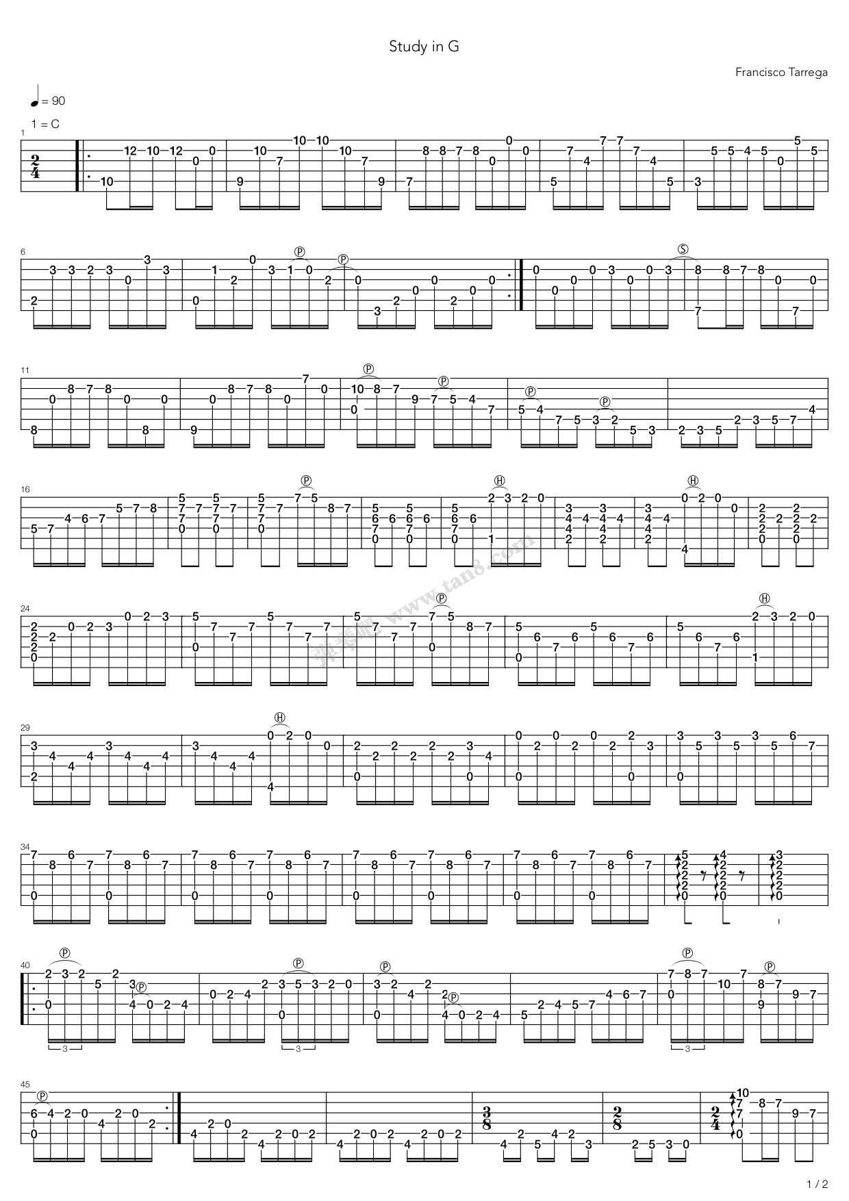 《Study》吉他谱-C大调音乐网