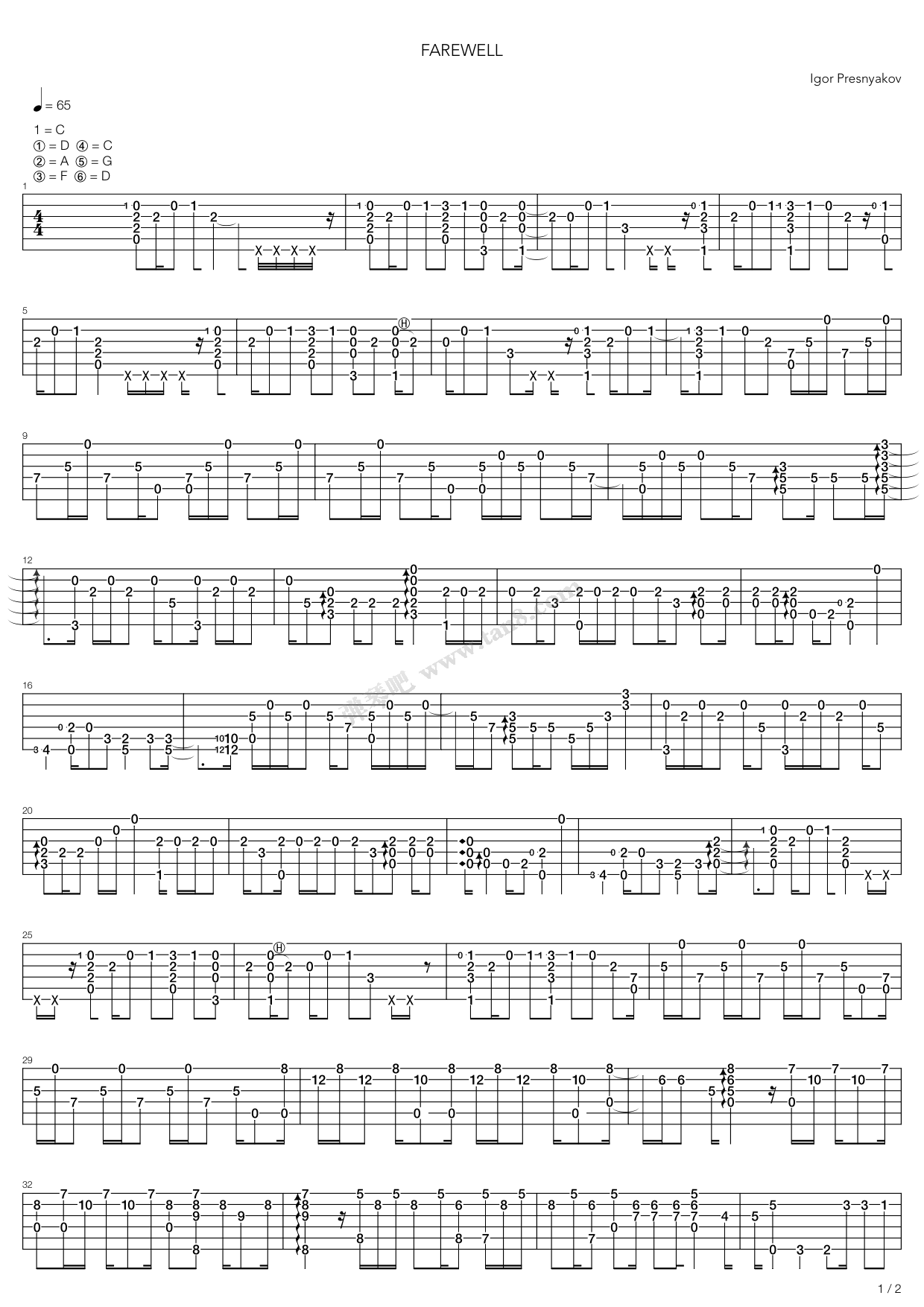 《Farewell》吉他谱-C大调音乐网