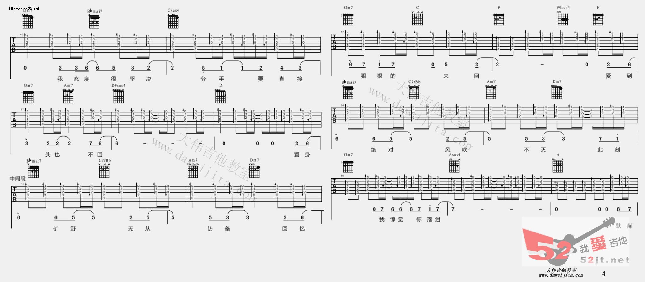《默背你的心碎 视频教学吉他谱视频》吉他谱-C大调音乐网