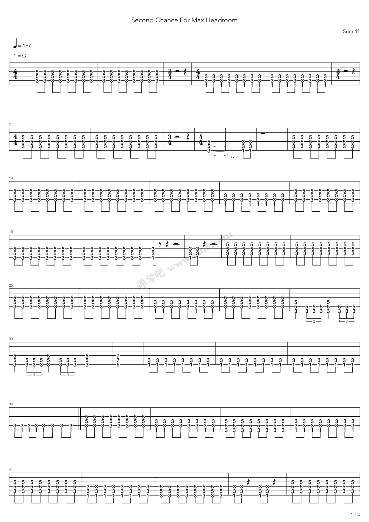 《Second Chance For Max Headroom》吉他谱-C大调音乐网