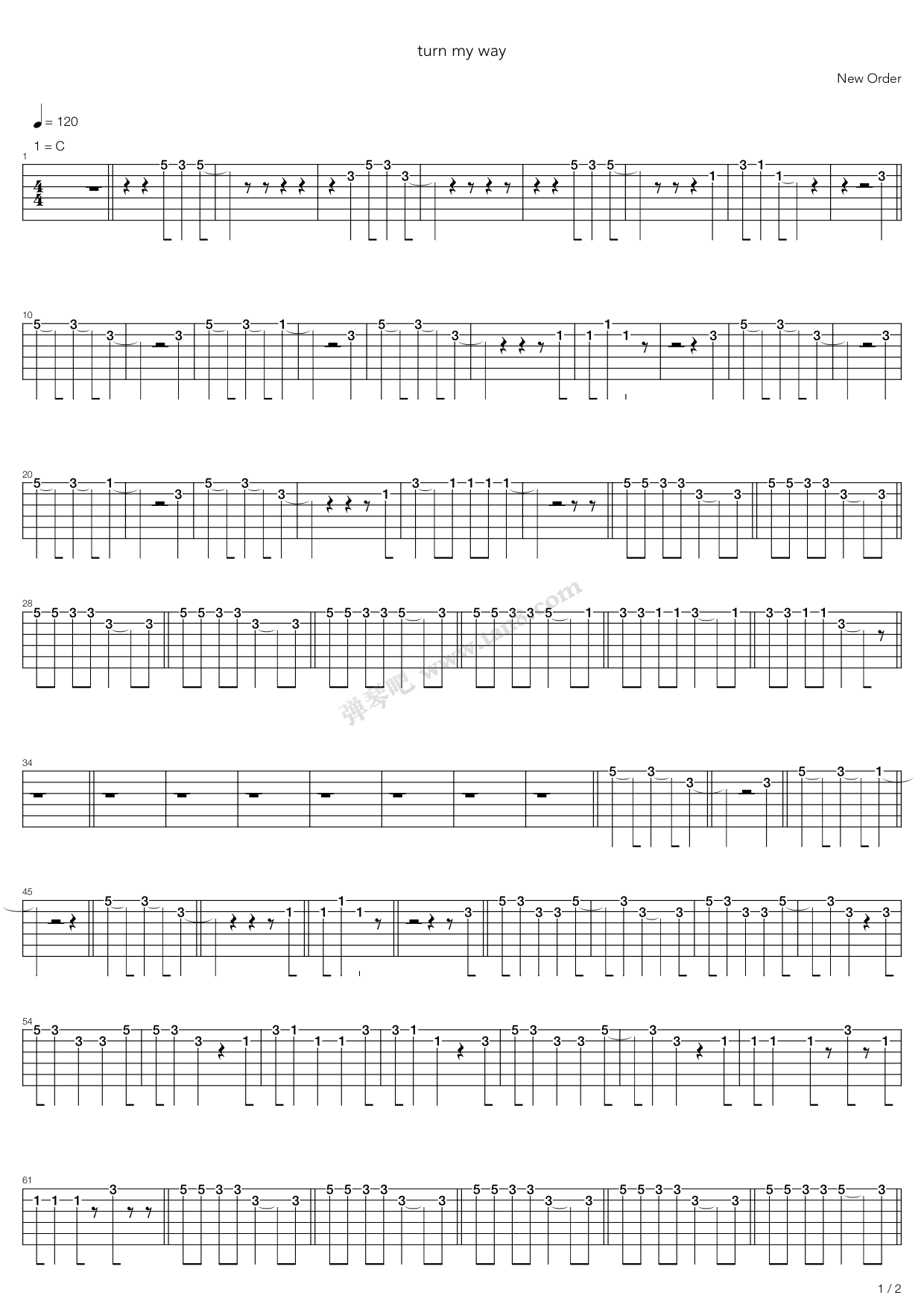 《Turn My Way》吉他谱-C大调音乐网