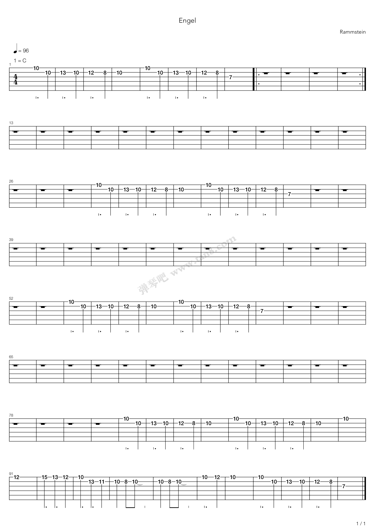 《Engel》吉他谱-C大调音乐网