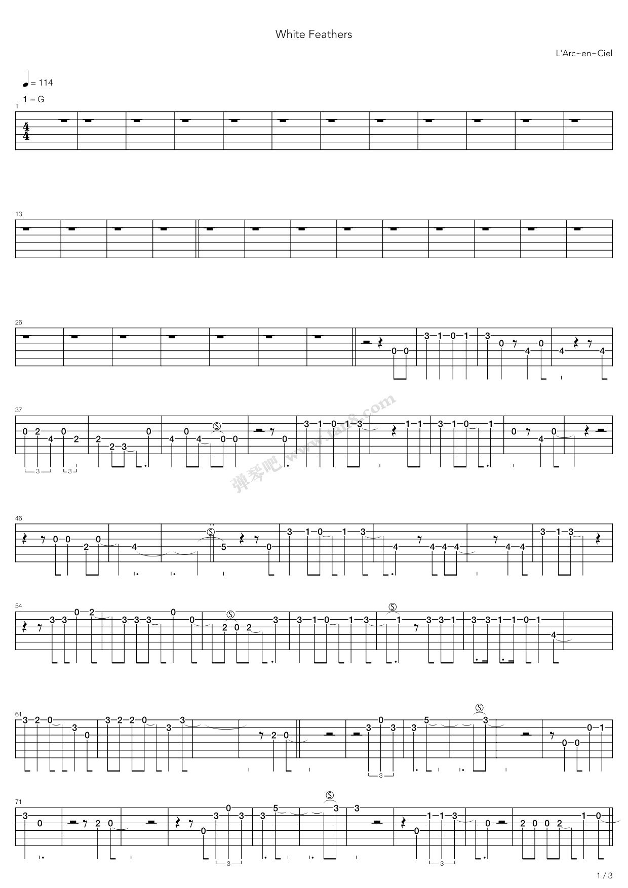 《White Feathers》吉他谱-C大调音乐网