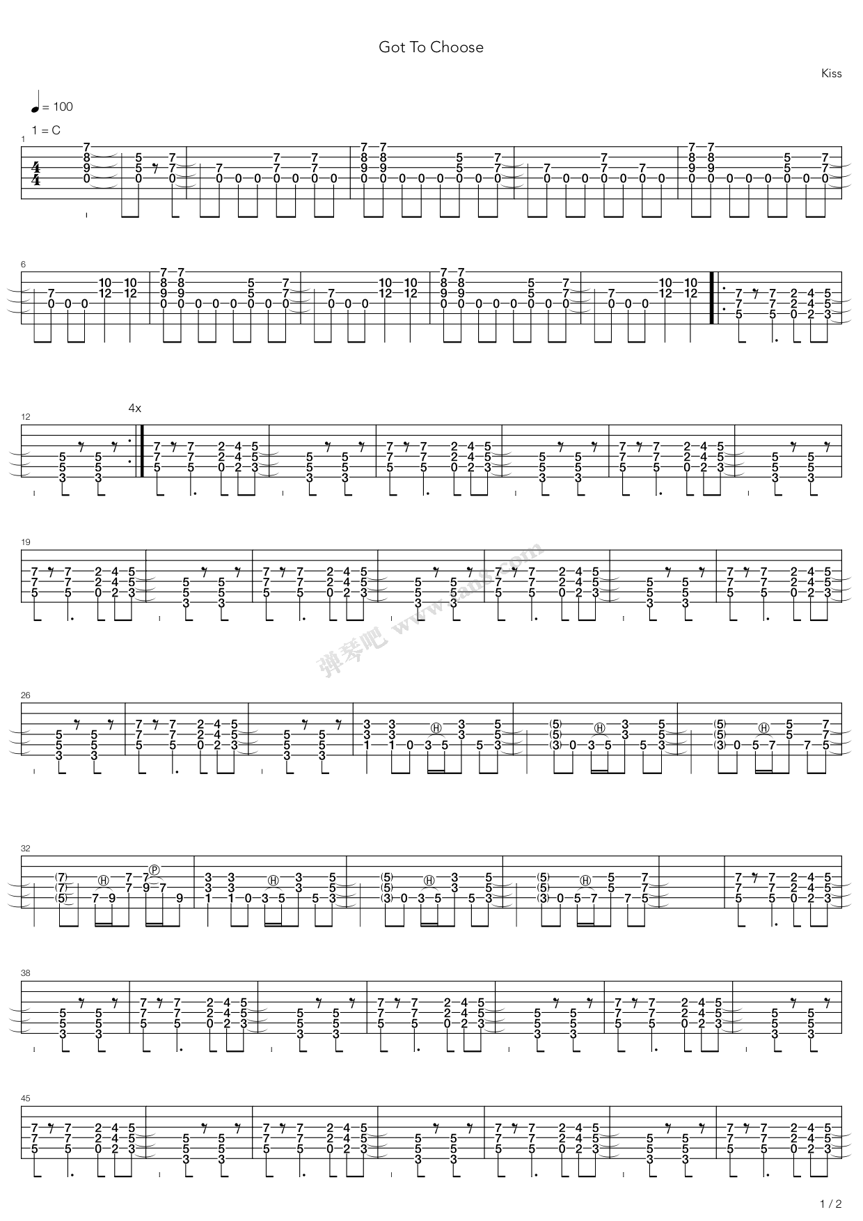 《Got To Choose》吉他谱-C大调音乐网