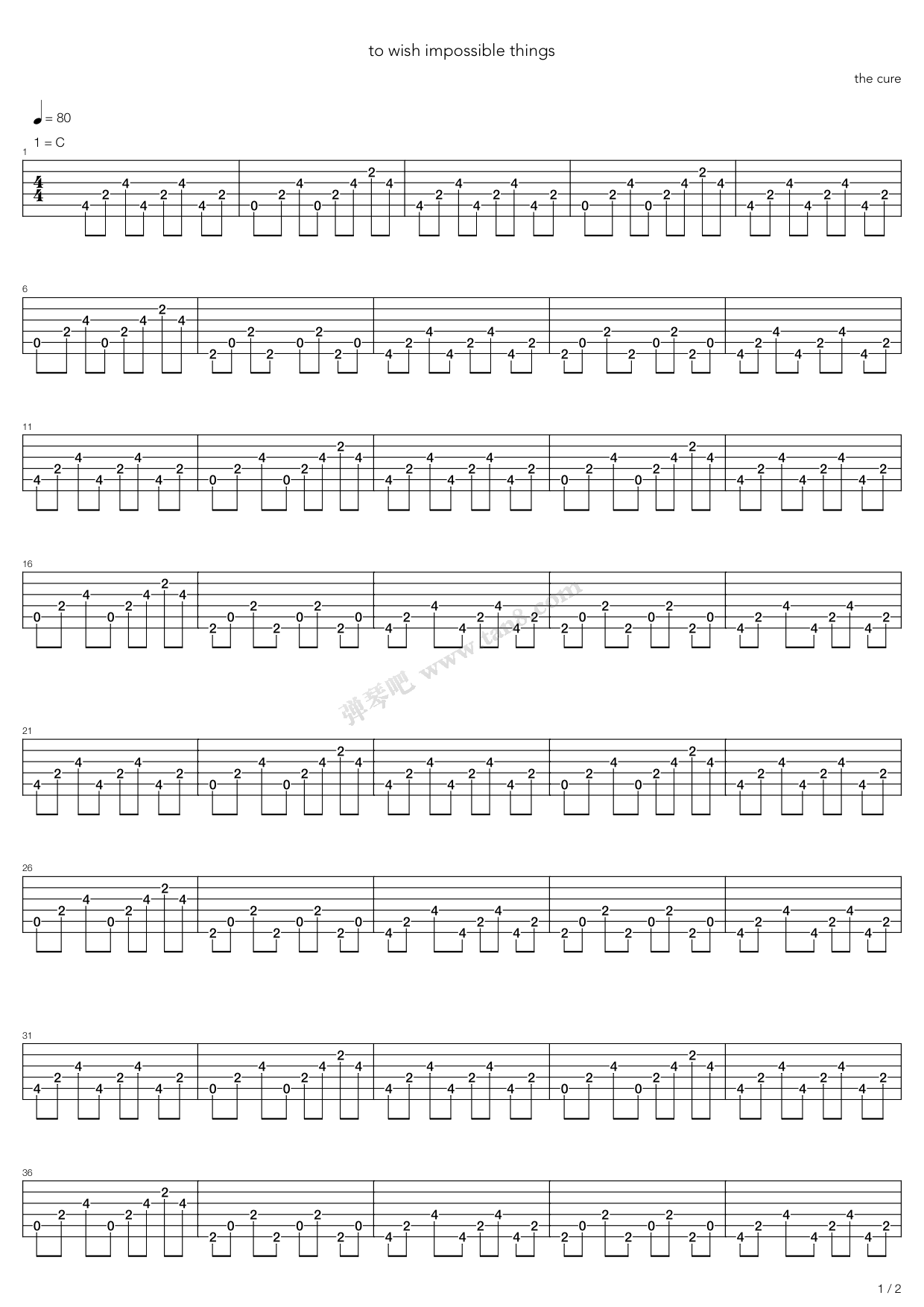 《To Wish Impossible Things》吉他谱-C大调音乐网