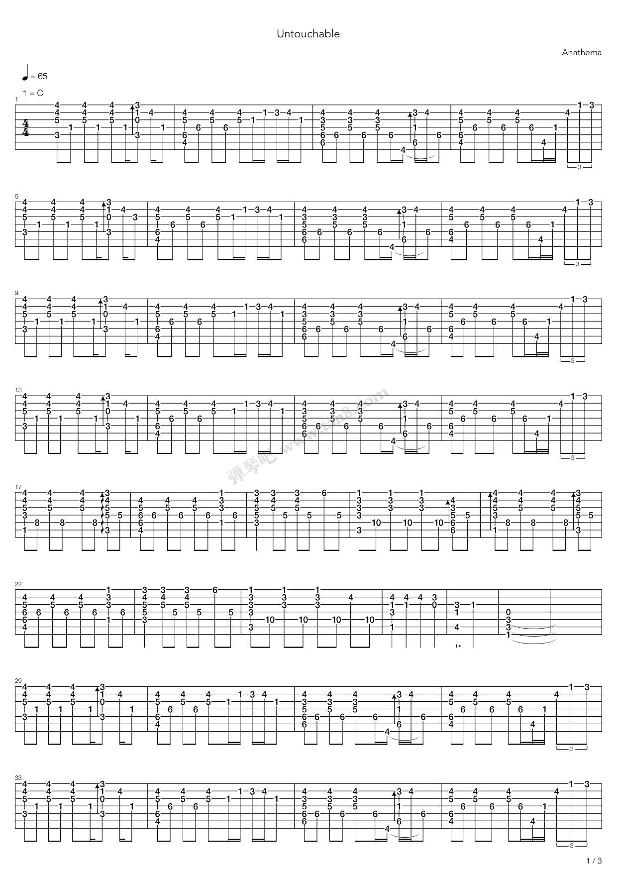 《Untouchable Part 2》吉他谱-C大调音乐网