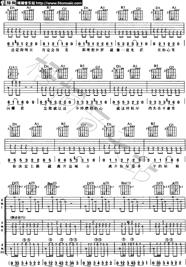 那一年 认证谱-C大调音乐网