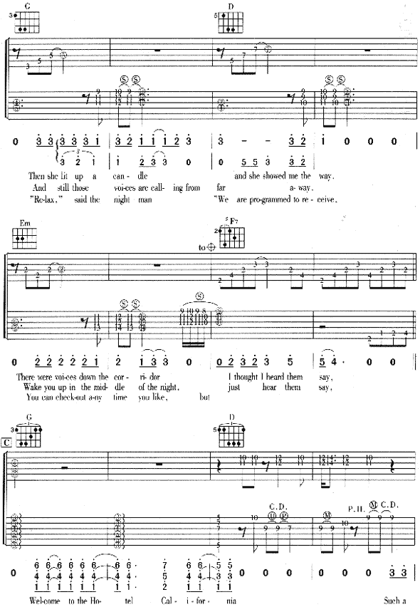 《加州旅馆》吉他谱-C大调音乐网