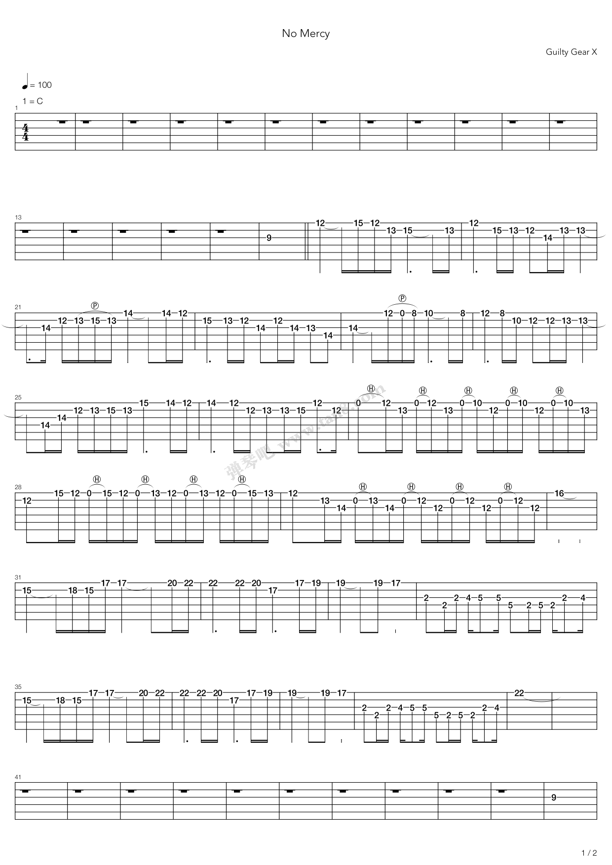 《No Mercy》吉他谱-C大调音乐网