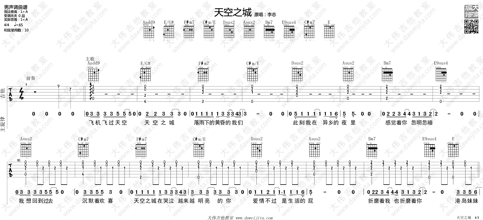 《天空之城》吉他谱-C大调音乐网