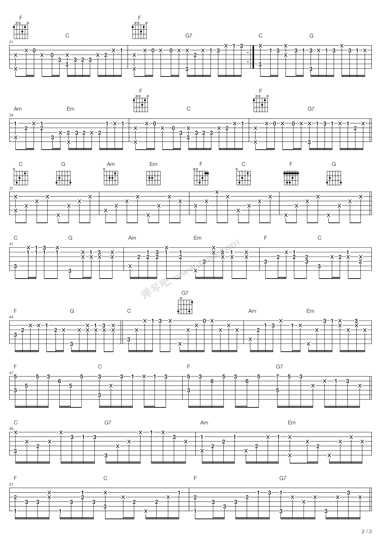 《卡农(Canon)》吉他谱-C大调音乐网