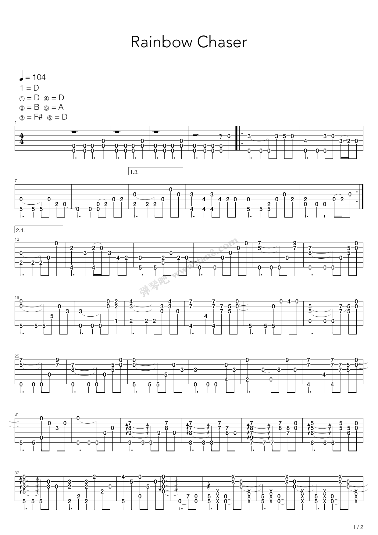 《Rainbow Chaser》吉他谱-C大调音乐网
