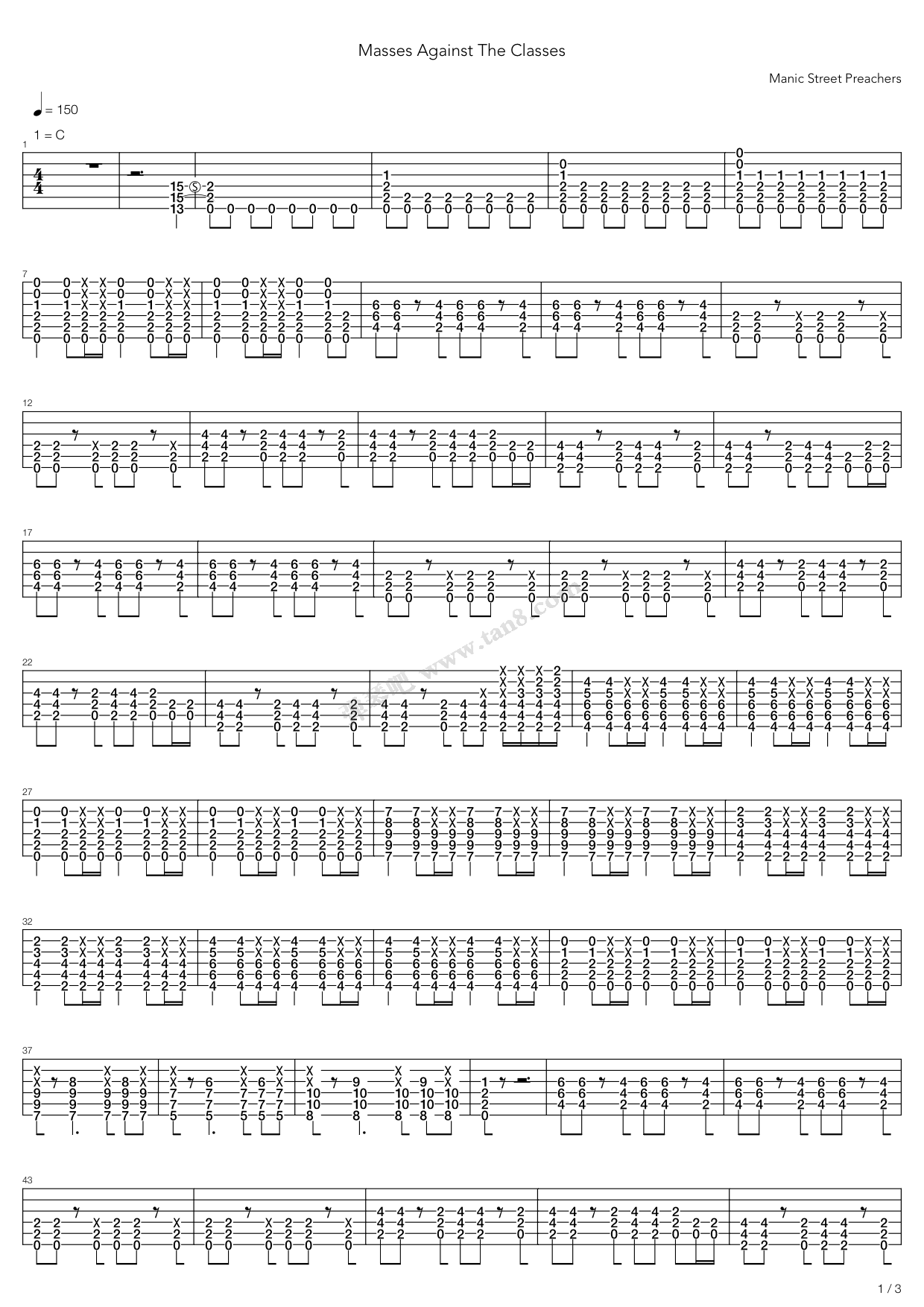 《The Masses Against The Classes》吉他谱-C大调音乐网