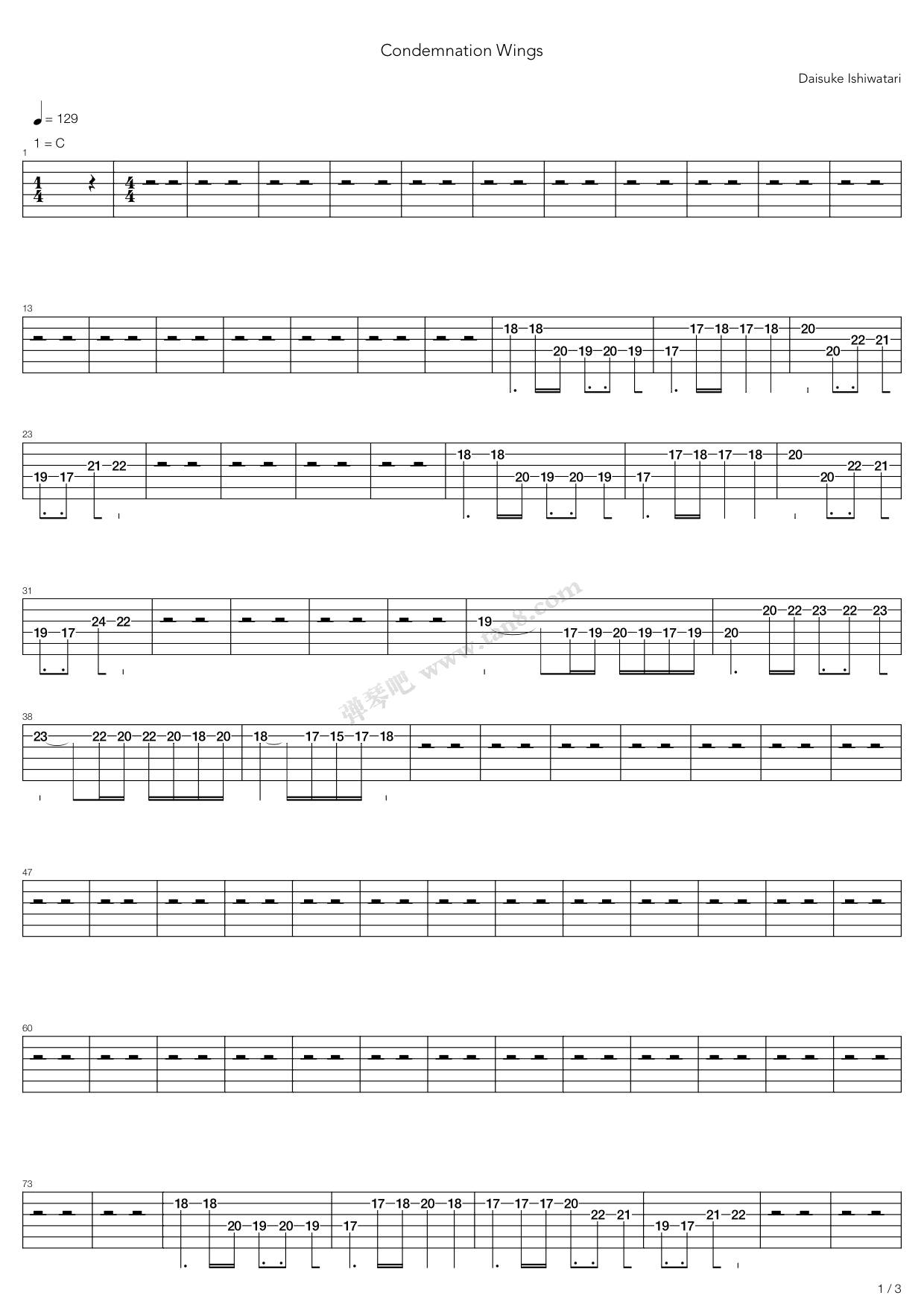 《Condemnation Wings》吉他谱-C大调音乐网