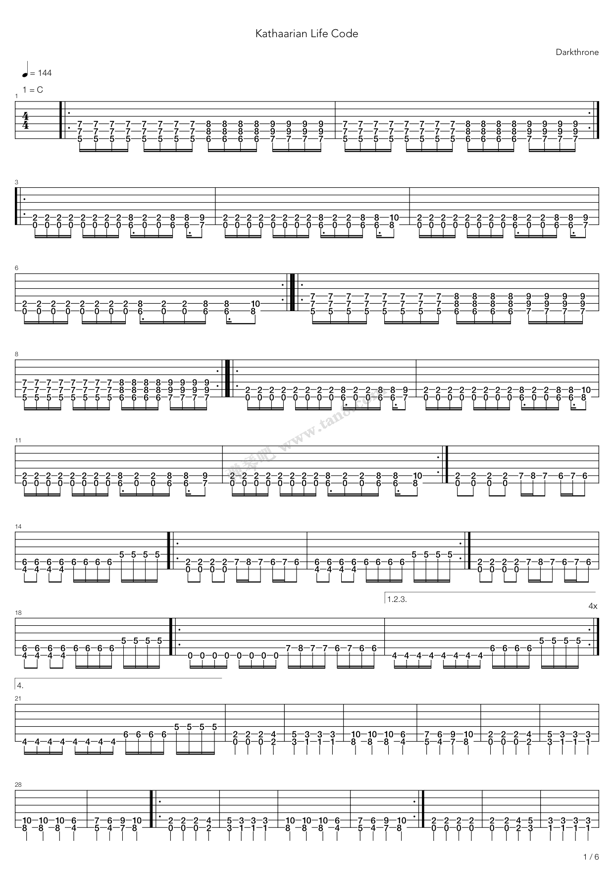 《Kathaarian Life Code》吉他谱-C大调音乐网