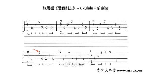 《爱我别走尤克里里谱_ukulele和弦+前奏谱》吉他谱-C大调音乐网