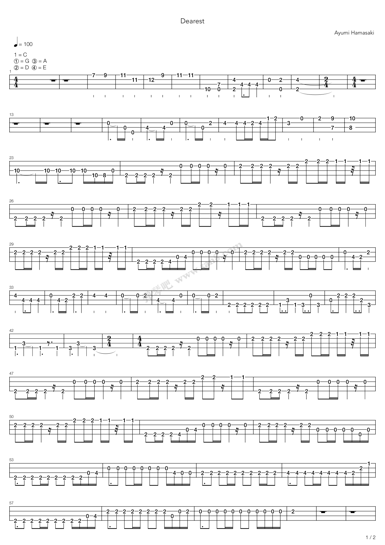 《Dearest》吉他谱-C大调音乐网