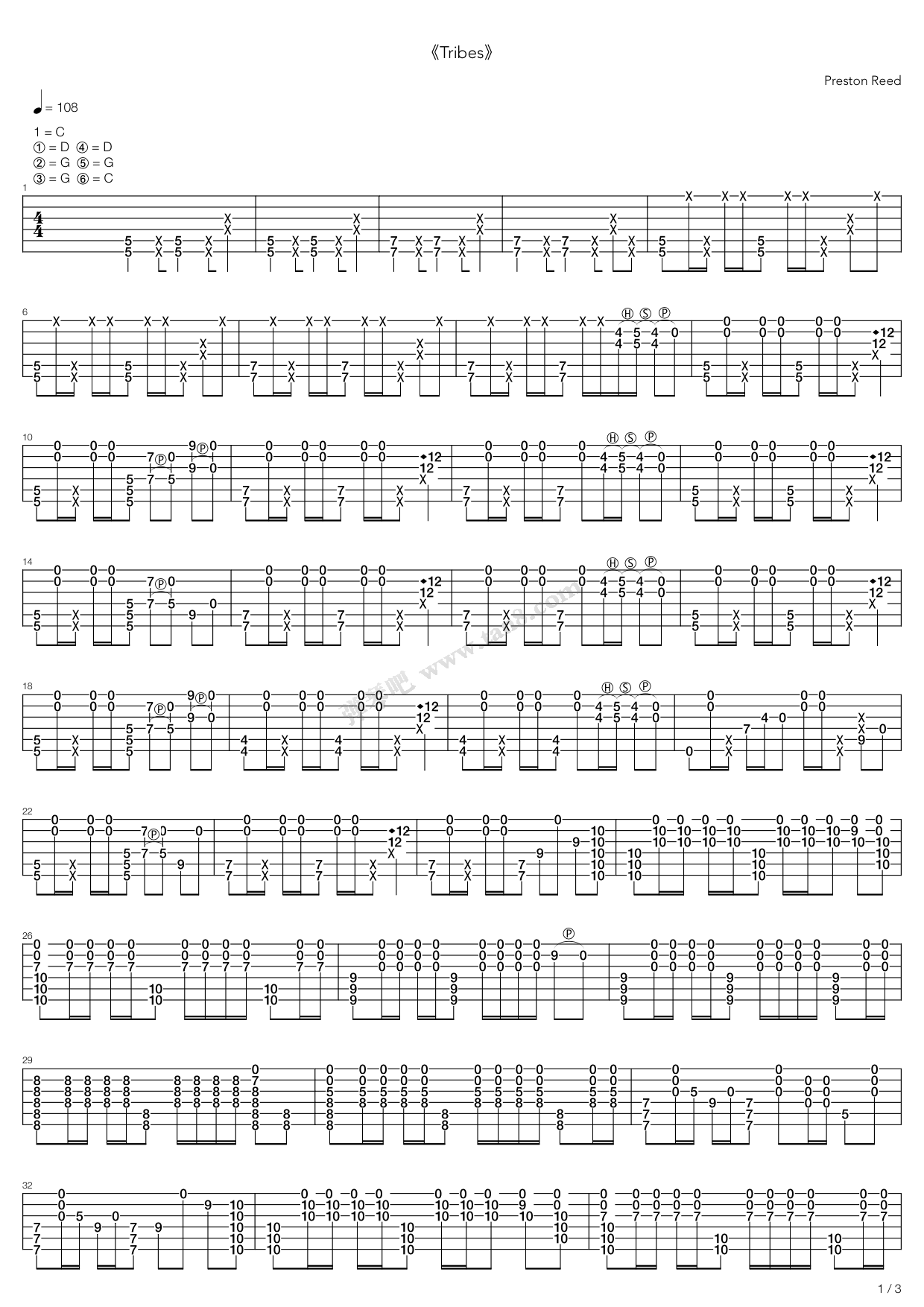 《Tribes》吉他谱-C大调音乐网