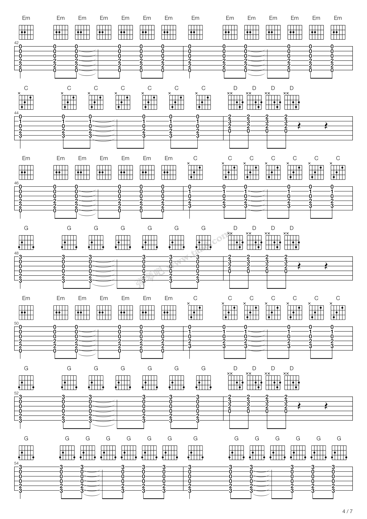 《静止》吉他谱-C大调音乐网