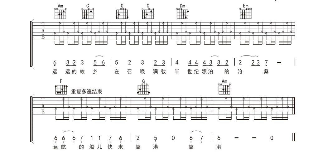 《爸爸的草鞋》吉他谱-C大调音乐网