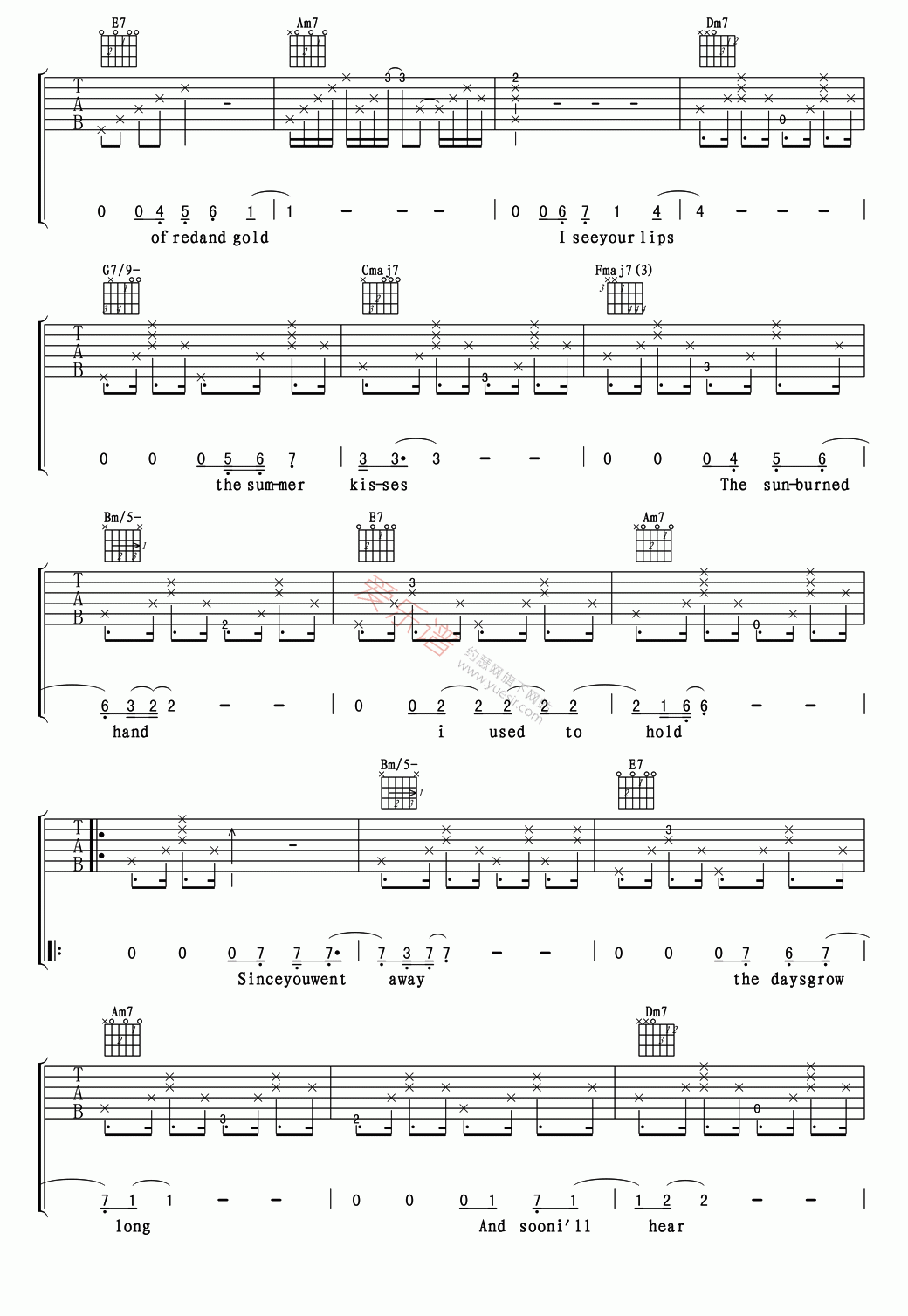 《Eric Clapton《Autumn Leaves(秋叶)》》吉他谱-C大调音乐网